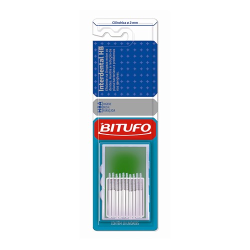 Escova Dental Bitufo Interdental HB Cilíndrica 2mm com 10 Unidades