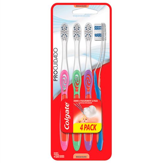 Escova Dental Colgate Pro Cuidado com 4 Unidades