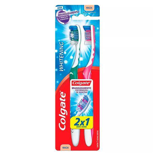 Escova Dental Colgate Whitening Macia Cores Sortidas 2x1
