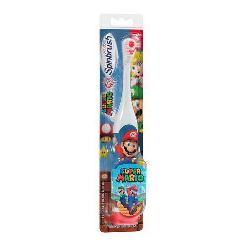 Escova Dental Elétrica Infantil Spinbrush Super Mario Cabeça Dupla