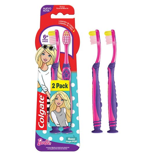 Escova Dental Infantil Colgate Smiles Barbie/ Homem Aranha 6+ Anos Extra Macia 2un Promo C/ Desconto