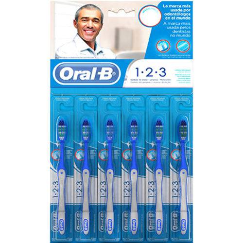 Escova Dental Oral-B 123 com 6 Unidades