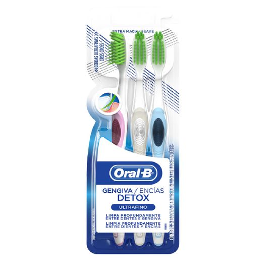 Escova Dental Oral B Detox Ultrafino com 3 Unidades