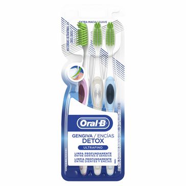 Escova Dental Oral-B Gengiva Detox com 3 Unidades