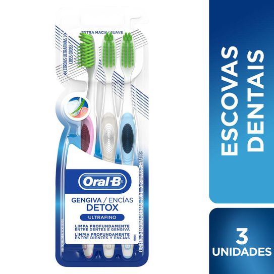 Escova Dental Oral-B Ultrafino Detox 3 Unidades