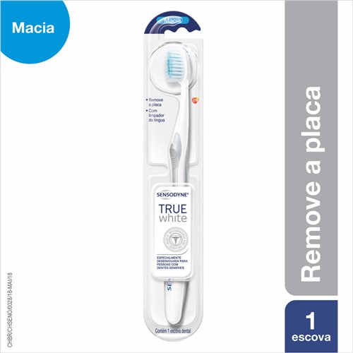 Escova Dental Sensodyne True White Macia Cores Sortidas com 1 Unidade