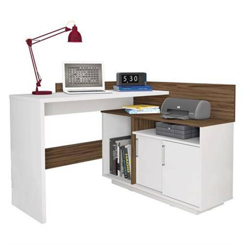 Escrivaninha Mega Office Branco Ac /Amendoa Rlv