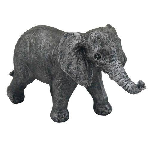 Escultura em Resina Decorativa Elefante Prata 26x16x30 Cm