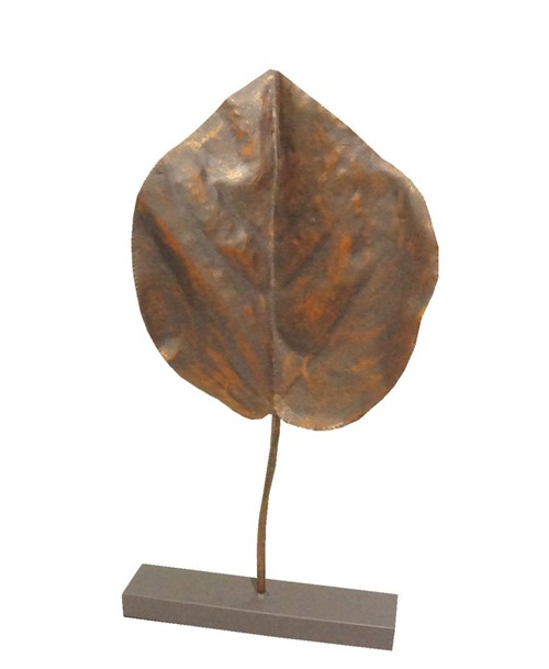 Escultura Folha Ferro Marrom 68cm - Occa Moderna