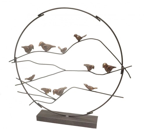 Escultura Pássaros Ferro 54cm - Occa Moderna