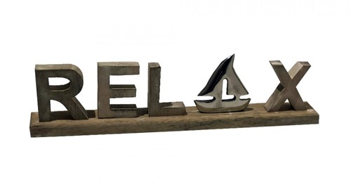 Escultura Relax Madeira/Alumínio 50cm - Occa Moderna