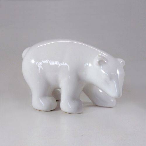 Escultura Urso Polar Decorativo Cerâmica 18X11CM 8584