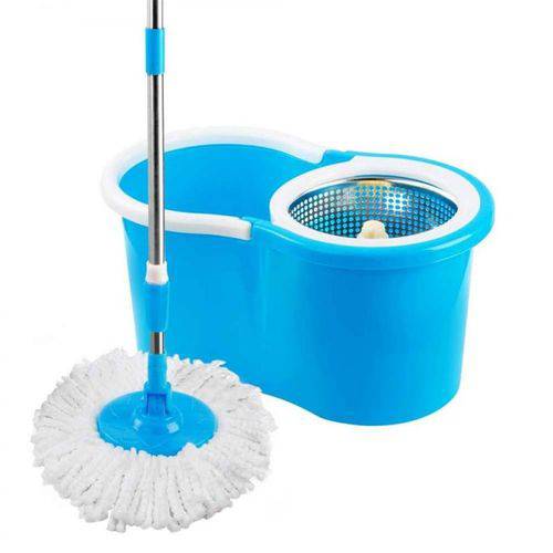 Esfregão Spin Mop Centrifuga Inox 360 Balde Flash Azul