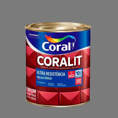 Esmalte Coralit Ultra Resistência 900ml Brilhante Cinza Médio