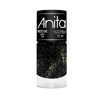 Esmalte Glitter Preto Chic 10ml - Anita