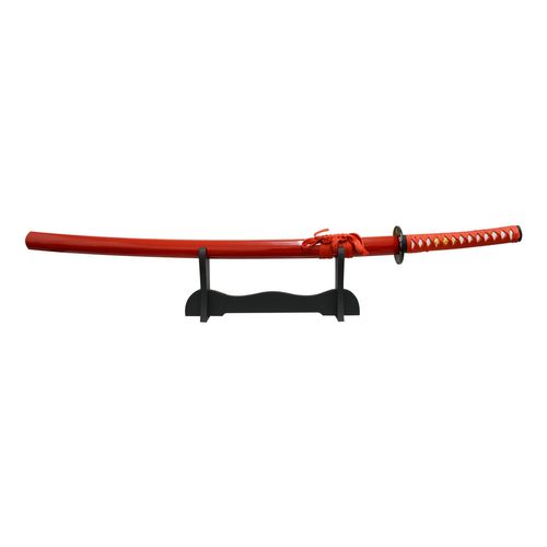 Espada Decorativa com Bainha Vermelha e Suporte 92,5 Cm