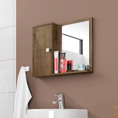 Espelheira para Banheiro Gênova Madeira Rústica - Móveis Bechara
