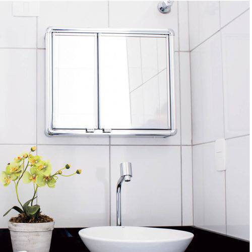 Espelheira para Banheiro 2 Portas 54cmx45cm Astra Cromado