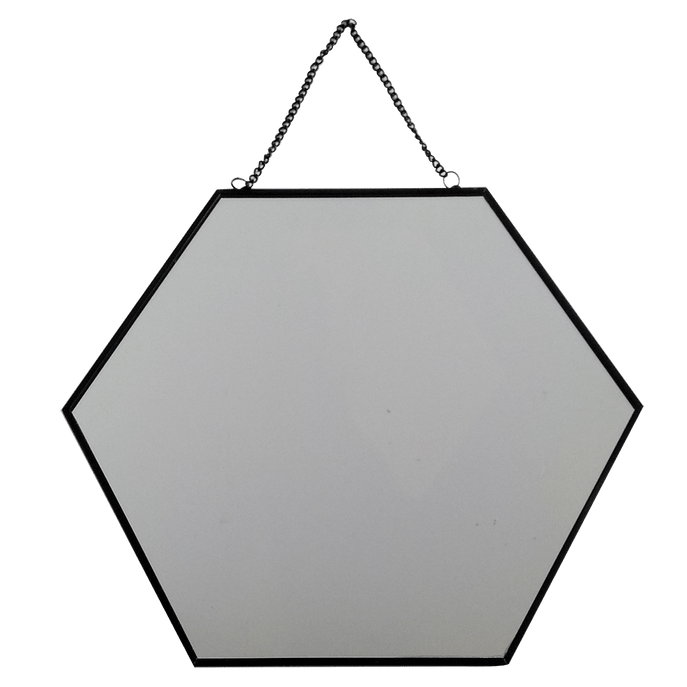 Espelho 30 Cm - Hexagonal Preto