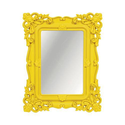 Espelho Classic Arabescos Amarelo Médio Retangular - 36,2x31 Cm