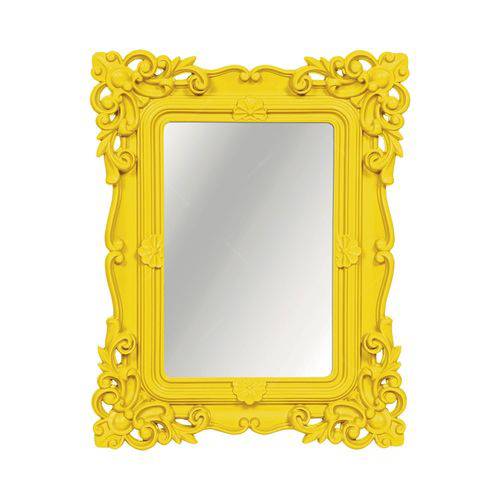 Espelho Classic Arabescos Amarelo Retangular - 32x26 Cm