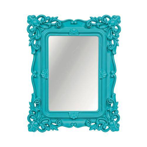 Espelho Classic Arabescos Azul Médio Retangular - 36,5x31 Cm