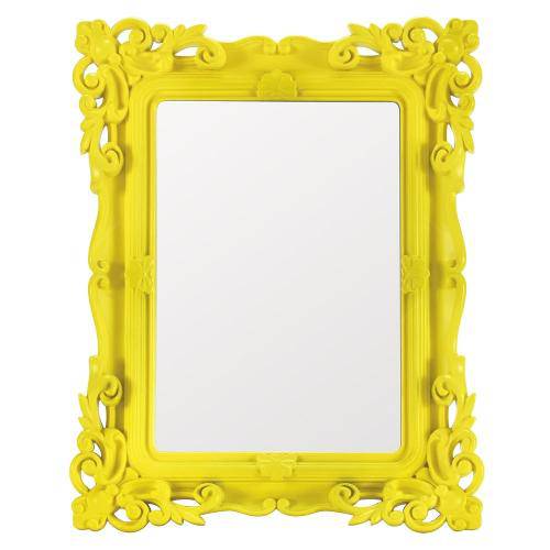 Espelho Classic Design Amarelo Pequeno - 21,5x16,5 Cm
