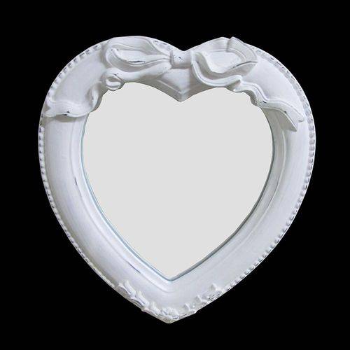 Espelho Clássico Branco Coração 40 Cm X 36 Cm