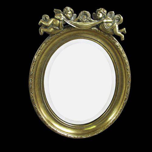 Espelho Clássico Oval Dourado 59 Cm X 36 Cm