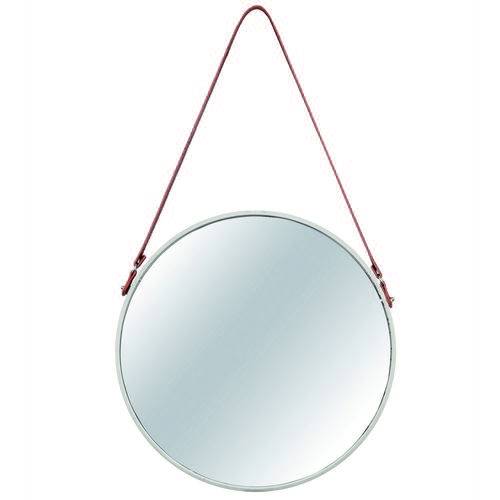 Espelho com Alça Decorativo Metal Branco 36x57,5x3,5cm