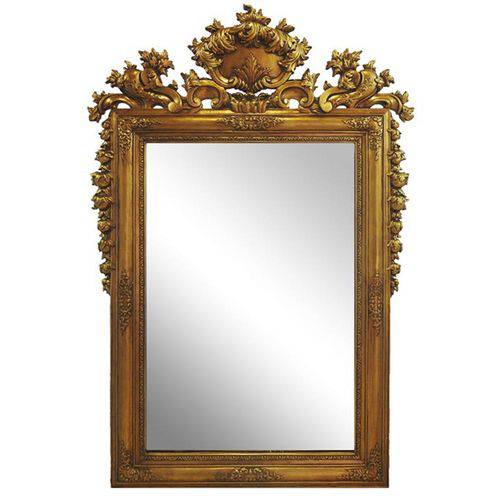 Espelho com Moldura Clássica Dourada Estilo Fracês