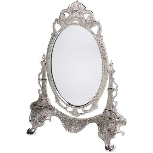 Espelho com Moldura de Zamac Prata Marrocos 3509 Lyor