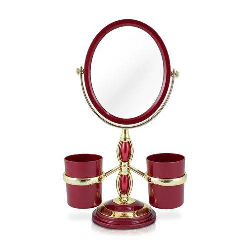 Espelho de Bancada C/ Suportes Laterais Vermelho - JD