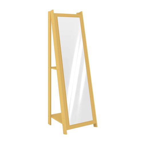 Espelho de Chão com 2 Prateleiras Retrô 161cmx50cm Movelbento Amarelo
