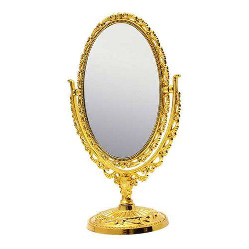 Espelho de Mesa Princesa C/ Aumento para Maquiagem Dourado P