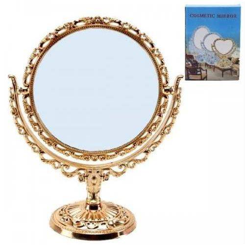 Espelho de Mesa Redondo Dupla Face com Pedestal e Aumento
