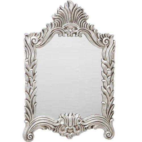 Espelho de Moldura Clássica Estilo Luiz XV Prata Decorativa