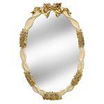 Espelho de Parede Oval Bege com Flores Douradas 50cm Espressione