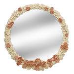 Espelho de Parede Oval Bege com Flores Rosê 49cm Espressione