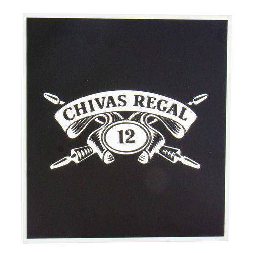 Espelho Decorativo - Chivas Regal - Moldura Prata - Fundo Preto
