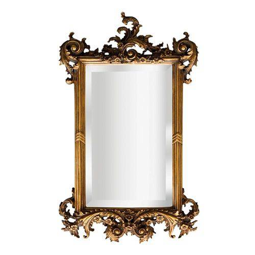 Espelho Decorativo Retangular Dourado Luiz Xv Muniz