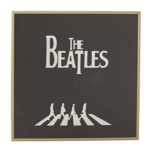 Espelho Decorativo - The Beatles - Moldura Dourada - Fundo Preto