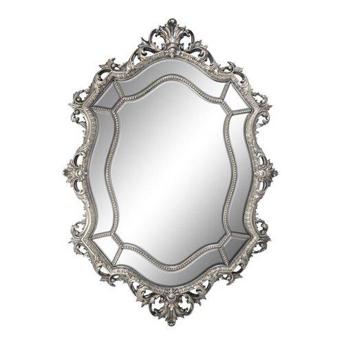 Espelho Grande com Moldura Clássica Decorativa Prata