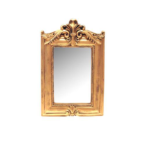 Espelho Haiti Ouro Velho em Resina - Arte Retrô - 22x15 Cm.