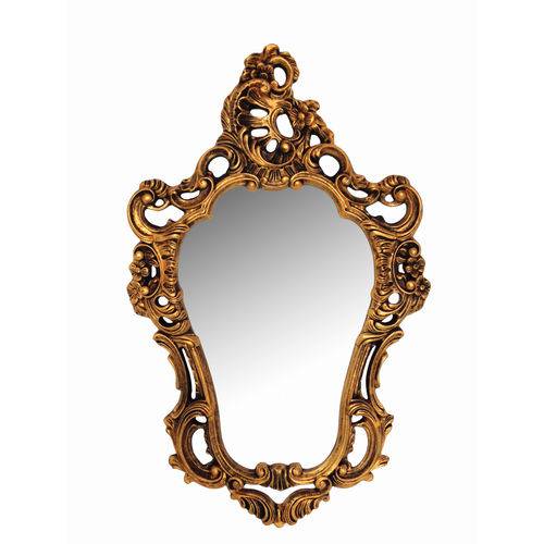 Espelho Índia Ouro Velho em Resina - Arte Retrô - 70x46 Cm.