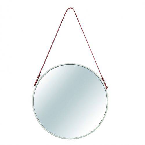 Espelho Industrial Redondo em Metal 75,5cmx45,5cm Mart Collection Off White
