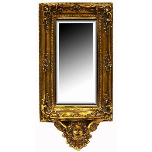 Espelho Moldura em Madeira Dourada Detalhes em Relevo