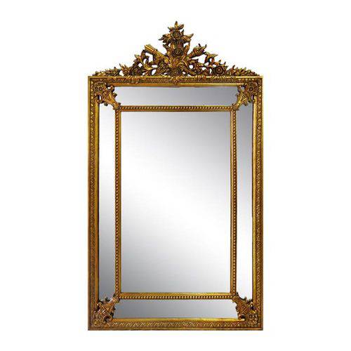 Espelho Moldura Retangular Clássica Dourada Francesa