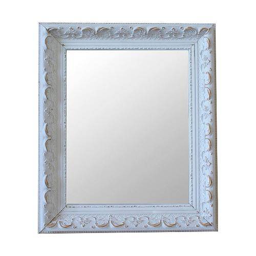 Espelho Moldura Rococó Raso 16278 Branco Patina Art Shop