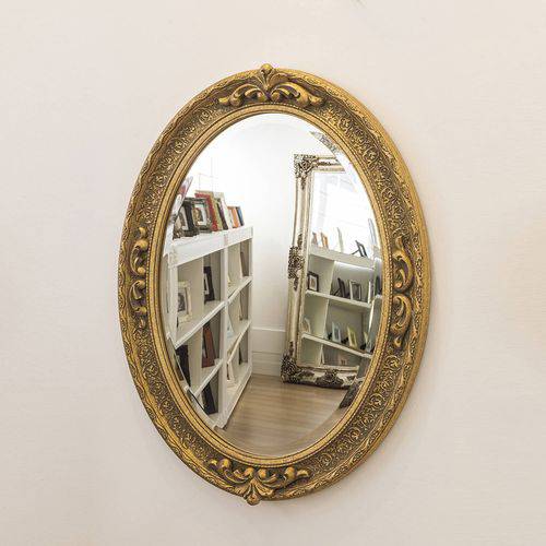 Espelho Oval Ornamental Classic 85cmx66cm Santa Luzia Ouro Envelhecido